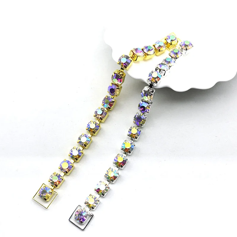 6/Piece 13*162MM Single-Row Sparkling Rhinestone Decorative Chain/Bikini Connecting Buckle, Suitable for Shoulder Strap Clothing
