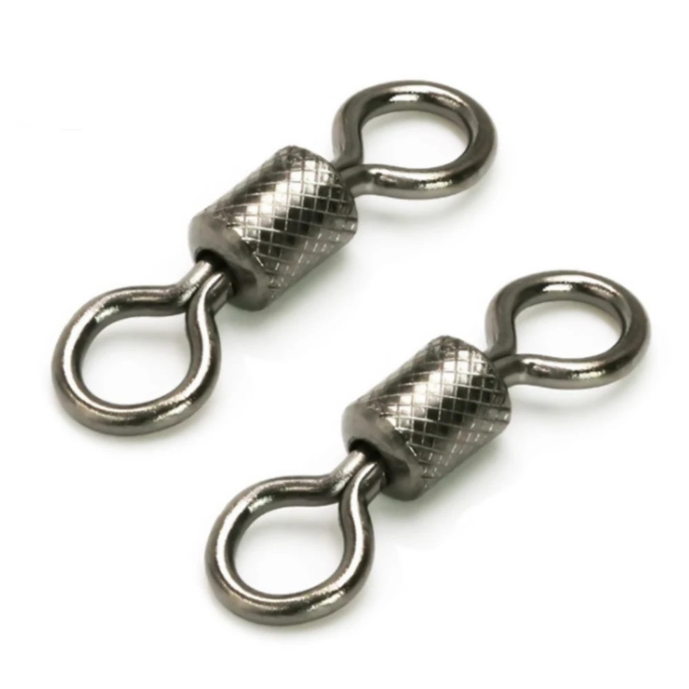 50pcs/pack Ball Bearing Swivels Snap Interlock Snap Solid Rings Rolling Carp Fishing Connector Ocean Boat Fish Hooks