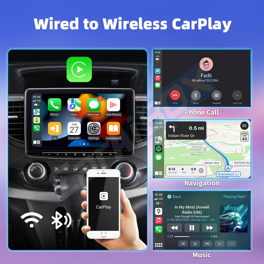 CarAIBOX Original Wired Carplay or Android auto to Wireless 2in1 Adapter Play and Plug for VW Benz Audi Mazda Nissan Peugeot