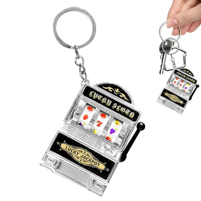 Creative Mini Gambling Slots Machine Key Chains Arcade Pocket Fruit Lucky Jackpot Gadget Antistress Toy Funny Games Keychain