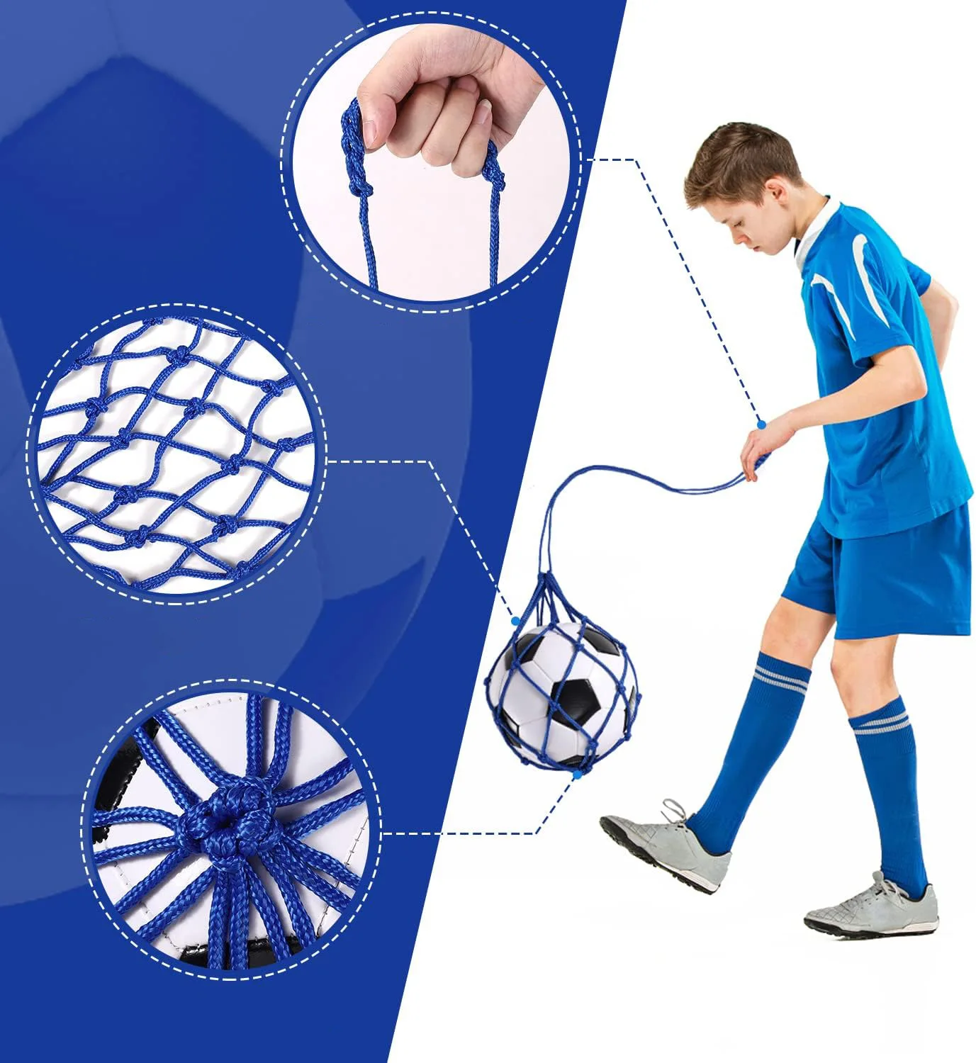 الشباب كرة القدم المدرب الذاتي ركلة صافي الجيب المهنية في الهواء الطلق الرياضة النايلون صافي كرة القدم كرة حمل حقيبة الصلبة شبكة كرة السلة حقيبة