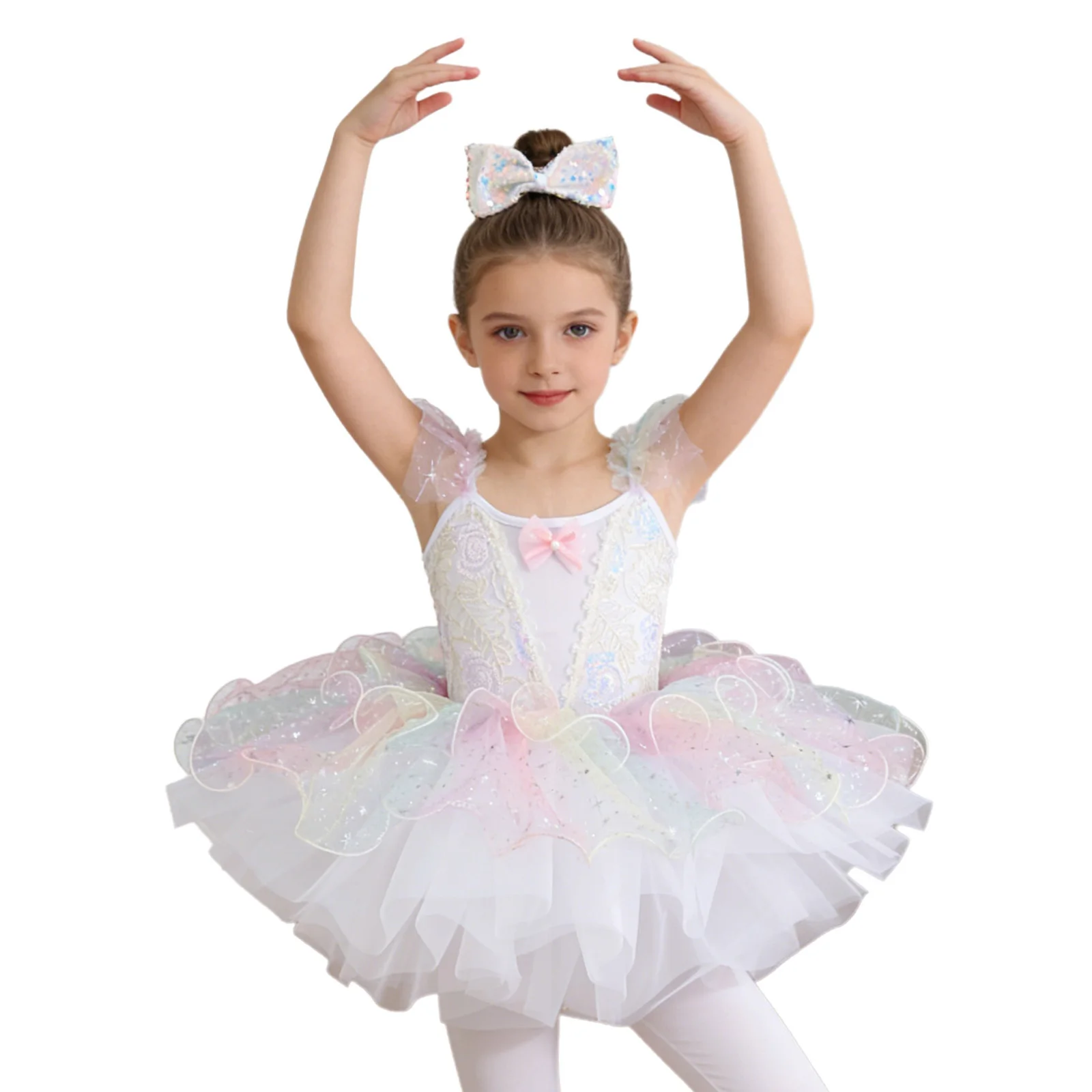 Kids Tutu Ruffle Sleeve Floral Ballet Tutu Dress Ballerina Costume Dance Performance Gymnastics Leotard Dress Princess Costume - view 2