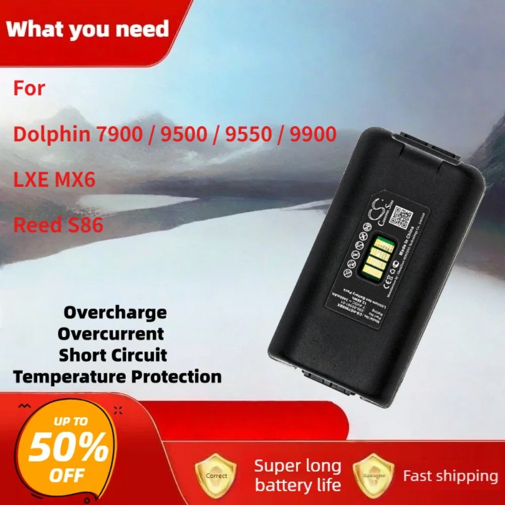 Cameron Sino 7.4V 3400mAh Battery for Dolphin 7900/9500/9550/9900 LXE MX6 Reed S86 Barcode Scanner Li-ion Replacement