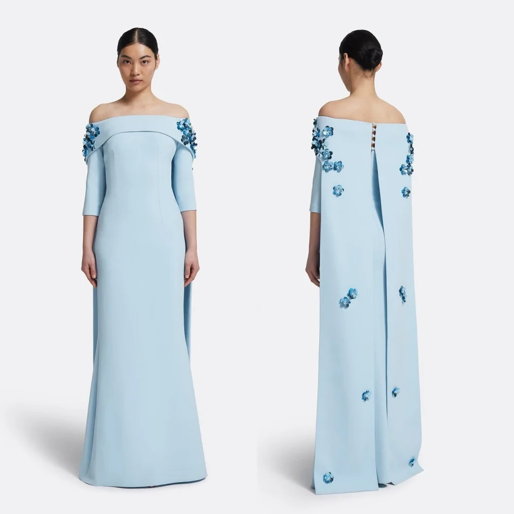 

Customized Jersey Applique Sequined Off-the-shoulder Trumpet Long Dresses Bespoke Occasion Homecoming Party Gown Evening Elegant