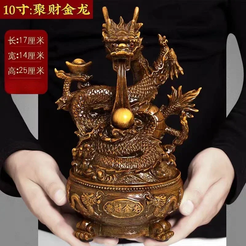 Gathering Wealth Golden Dragon Inviting Wealth Ornaments Treasure Bowl Office Desktop Decorations Gift Sculpture Home Decoration