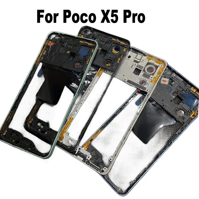 For Xiaomi Poco X5 Pro 5G Middle Frame Front Bezel Cover Chassis Housing Back Plate LCD Holder Replacement