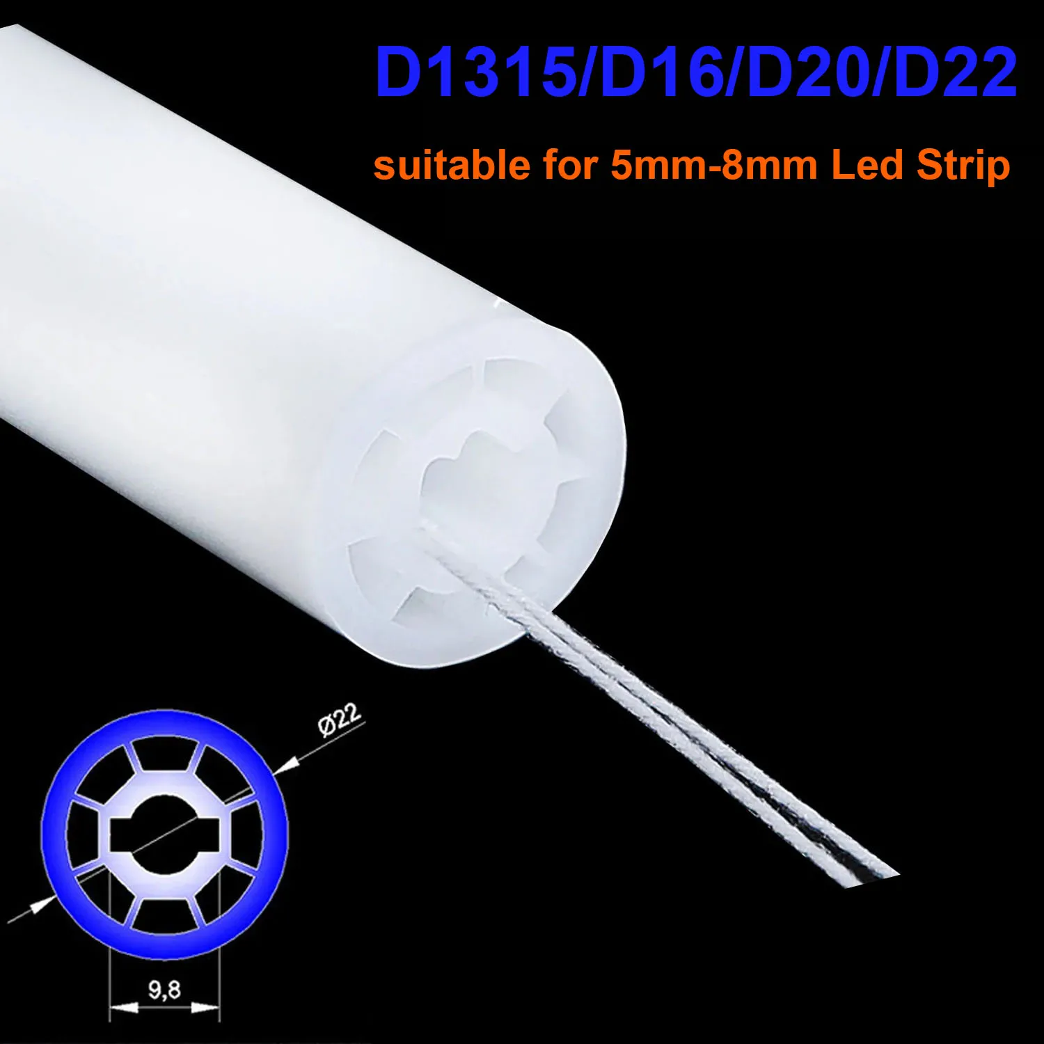Flexible Silicone Tube 270° 360° LED Strip Cover for WS2812 WS2811 5-10mm IP67 Waterproof Round Light Diffusion Sleeve