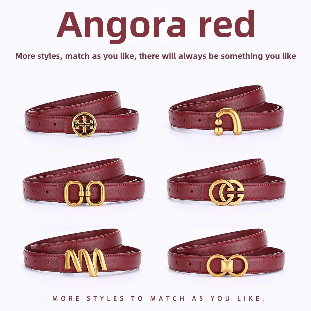 حزام نسائي عصري باللون الأحمر الخمري، حزام خصر عصري مزخرف، حزام أنيق متعدد الاستخدامات للسيدات على الطراز الكوري #1