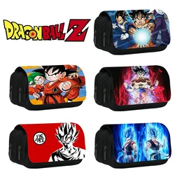 Dragon Ball Goku Vegeta Pencil Case Double-deck Ultra-large Capacity Nylon Anime Pencil Bag Student School Supplies Stationery