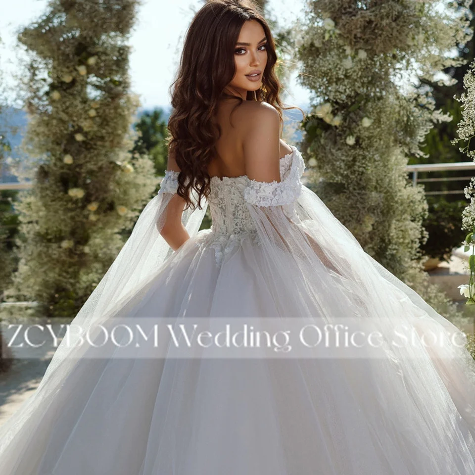 تخصيص قبالة الكتف الحبيب الكرة ثوب الزفاف 2025 أنيقة الأميرة الدانتيل يزين زي العرائس Vestido De Noiva