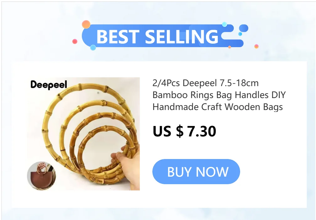 2Pcs Deepeel Round Wood Handle Wooden O Ring Bags Handles for Handbag Strap Purse Frame DIY Sewing Brackets Bag Accessories