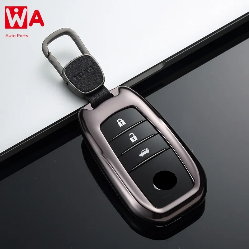 

Car Aluminium Alloy Key Holder Cover Case For Toyota RAV4 Alphard 2/3 Button Key Accessories