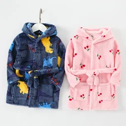 2-8 Years Soft Girl Sleepwear Robe Autumn Winter Children Flannel Bathrobe for Girls Boys Pajamas Comfort Kids Cartoon Homewear