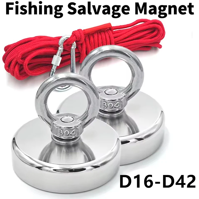 D16-D42 Superstarker Magnetischer Neodym-Angelmagnet Haken Hochleistungs-Seltenerd-Magnet mit Senkbohrung Ösenschraube Bergungsmagnet