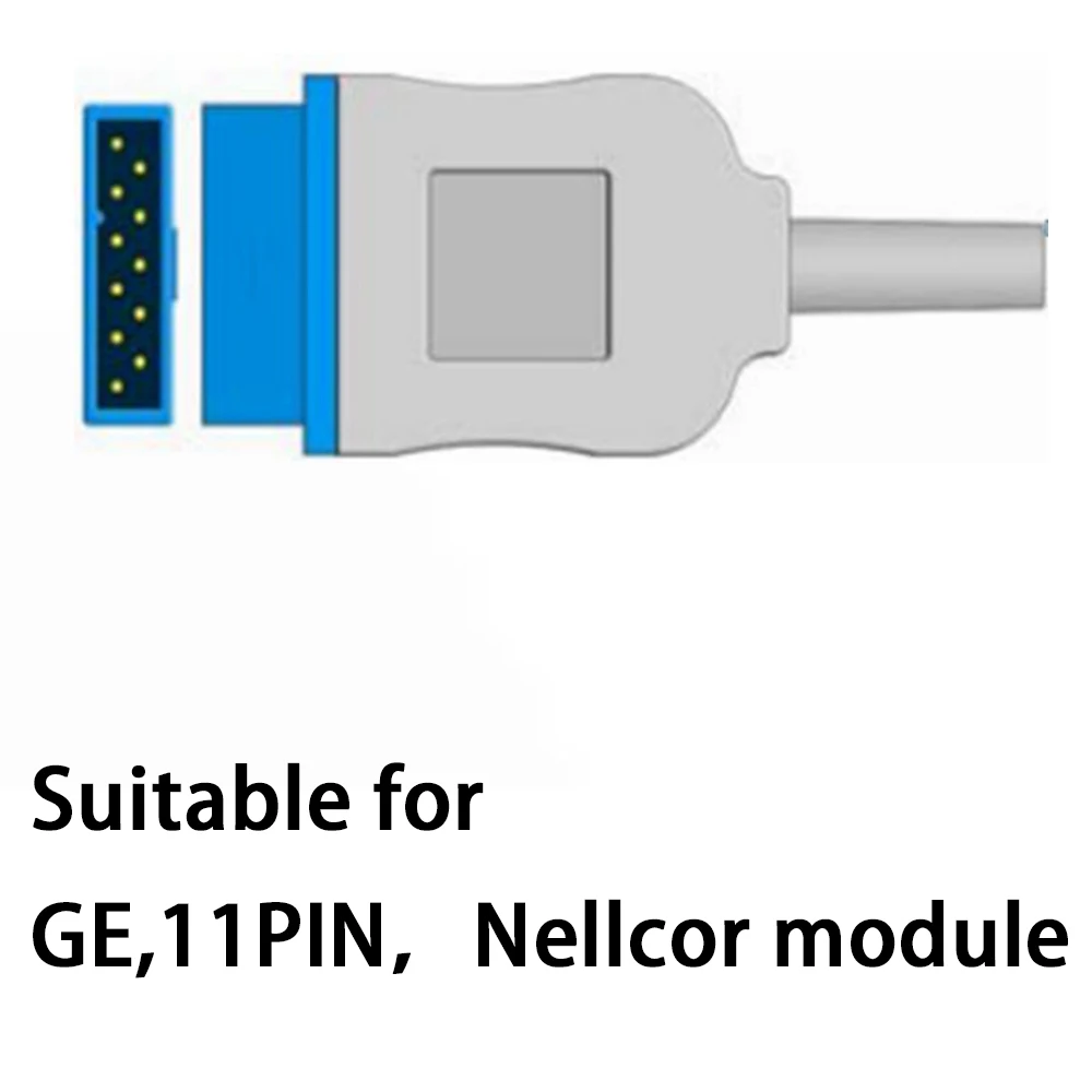 Compatible with GE,11PIN，Nellcor Module Monitor, Reusable Spo2 Probe Sensor Blood Oxygen Connector, for Pulse Oximeter Monitor