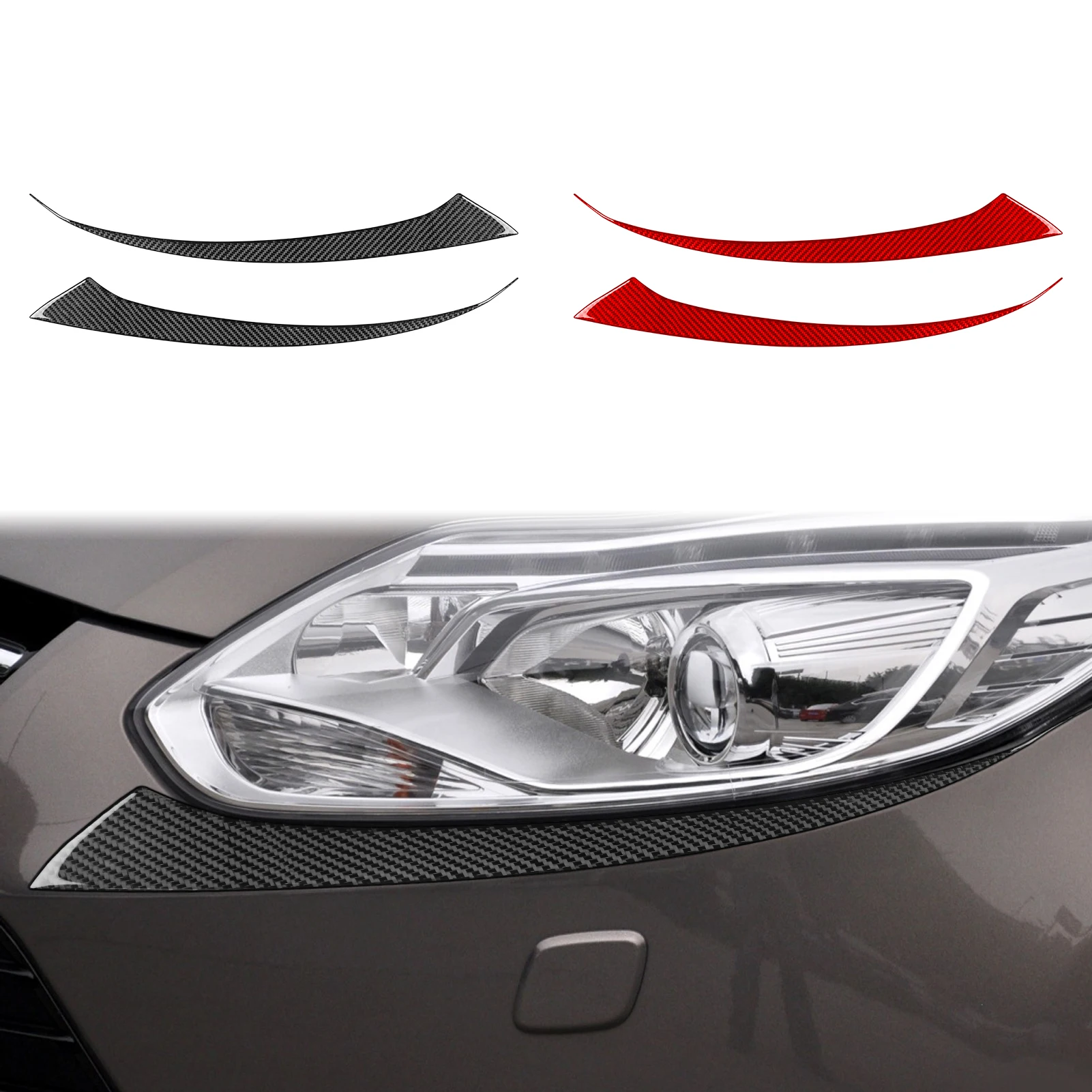 

For Ford Focus 2012—2014 Carbon Fiber Car Accessories Front Lamp Headlight Bottom Panel Cover Strip Trim Sticker Modification