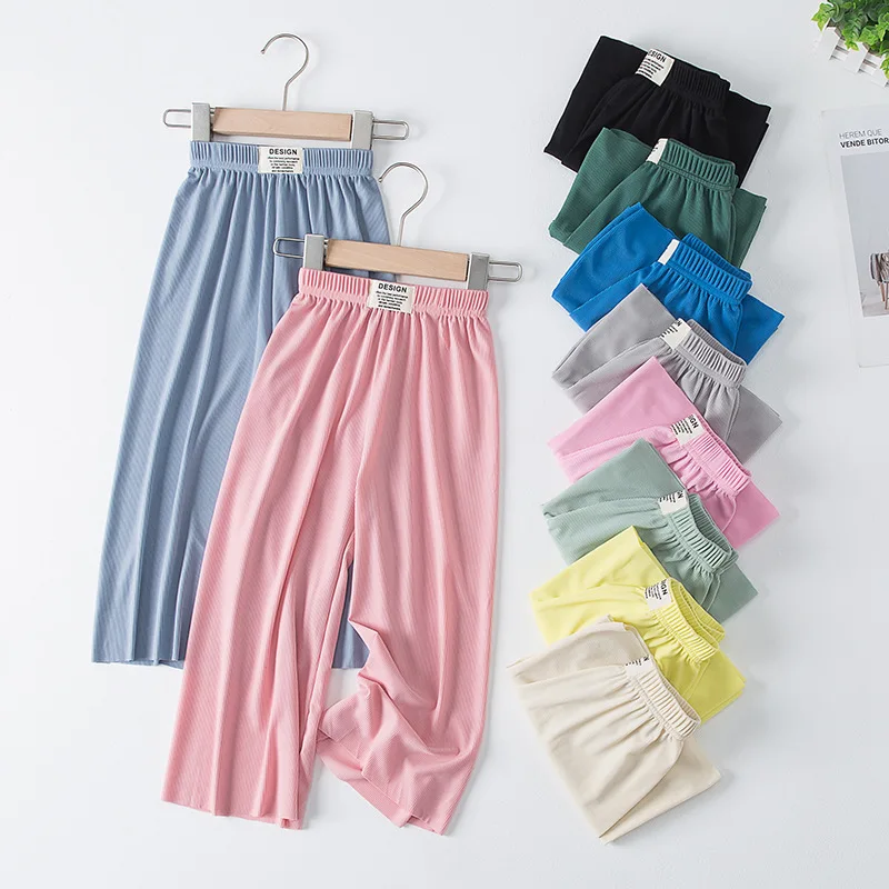 Summer Thin Girls Ice Silk Wide-legged Child Trousers Anti-mosquito Pants