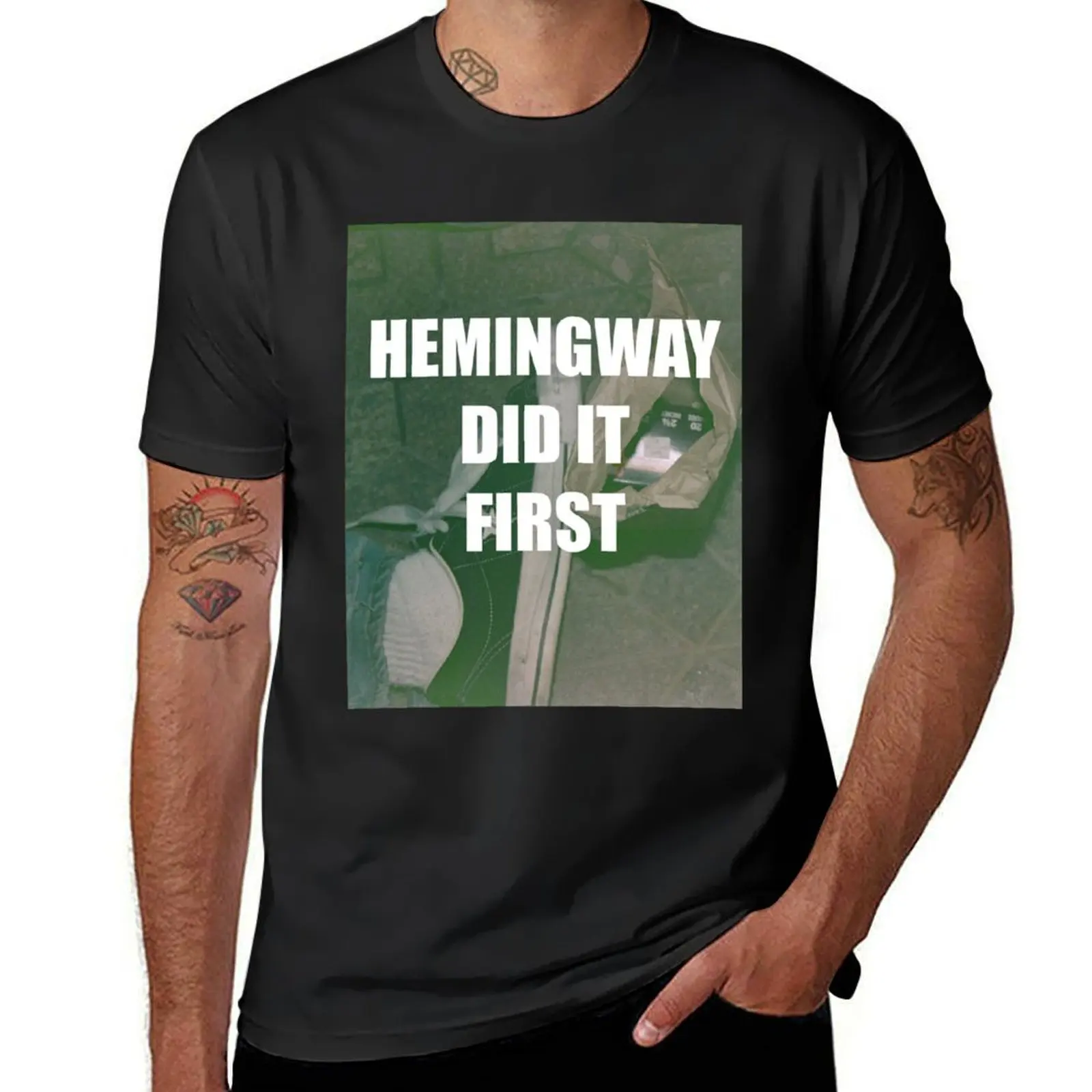 Hemingway Did It First Kurt Cobain Death Shirt T-Shirt oversizeds Short sleeve tee customizeds men t shirt