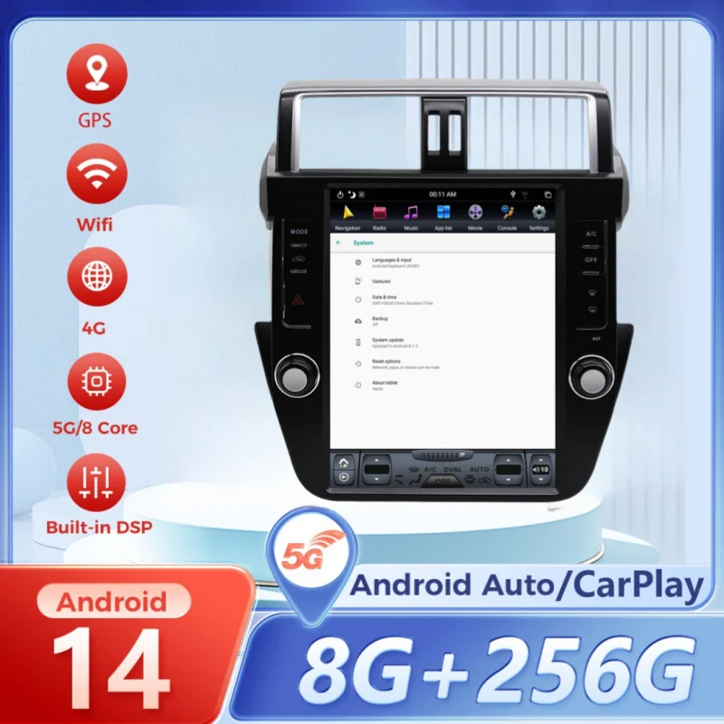 

Android 14 Multimedia Video Car Radio Stereo For Toyota Land Cruiser Prado 150 2014 2015 2016 2017 GPS Carplay Stereo Head Unit