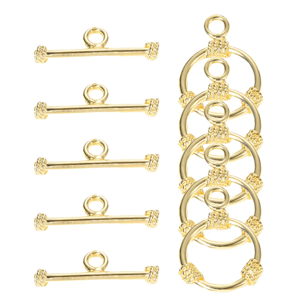 

5 Sets Round OT Rope Buckles Lightweight Small Copper Metal Clasps Bracelet Necklace Toggle Connectors Accessories Jewelry