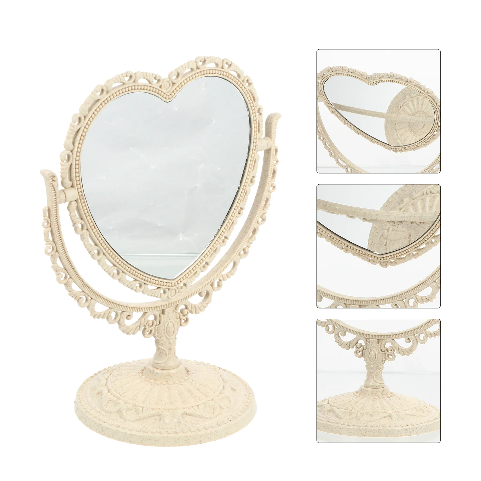 

Retro Vanity Mirror Tabletop Desktop Makeup Elegant Decorate Swivel Miss