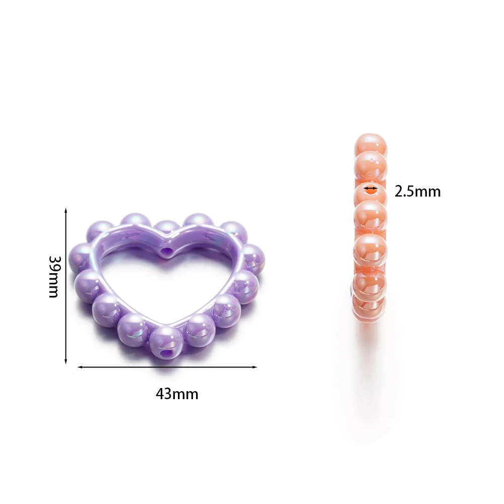 5pcs/lot Acrylic Plated UV Color Love Garland Beaded Handmade DIY Mobile Phone Chain Keychain Pen Decoration Accessories