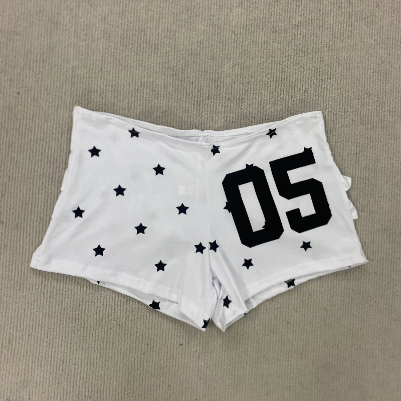 Women's Y2K Star Number Graphic Low-Waist Mini Shorts Casual Streetwear Slim Fit Sexy Booty Hot Pants Sporty Look