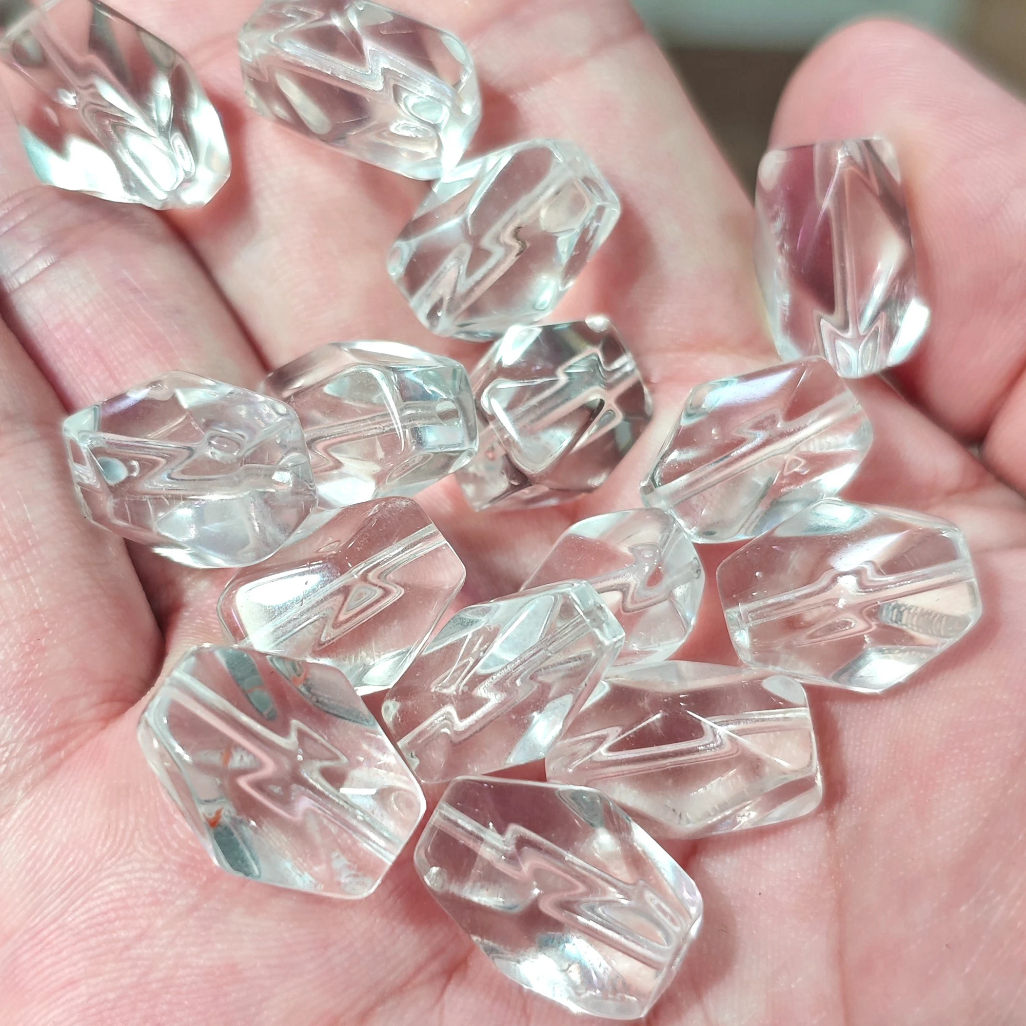Natural Clear Quartz Faceted Nugget Loose Beads Gemstone Diamond Cut Crystal Spacers Strand for DIY Jewelry Making Supplies