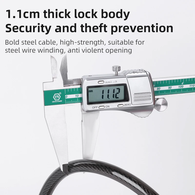 قفل دراجة مع ضوء خلفي مكون من 5 أرقام، قفل أمان للدراجة، سلسلة كابل فولاذي مضادة للسرقة، ملحقات دراجة الدراجة