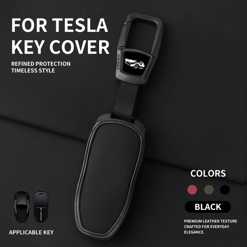 Durable Zinc Alloy Leather Key Shell,For Tesla Model 3 Model S Model Y Protective Key Case Remote Control Cover funda llave