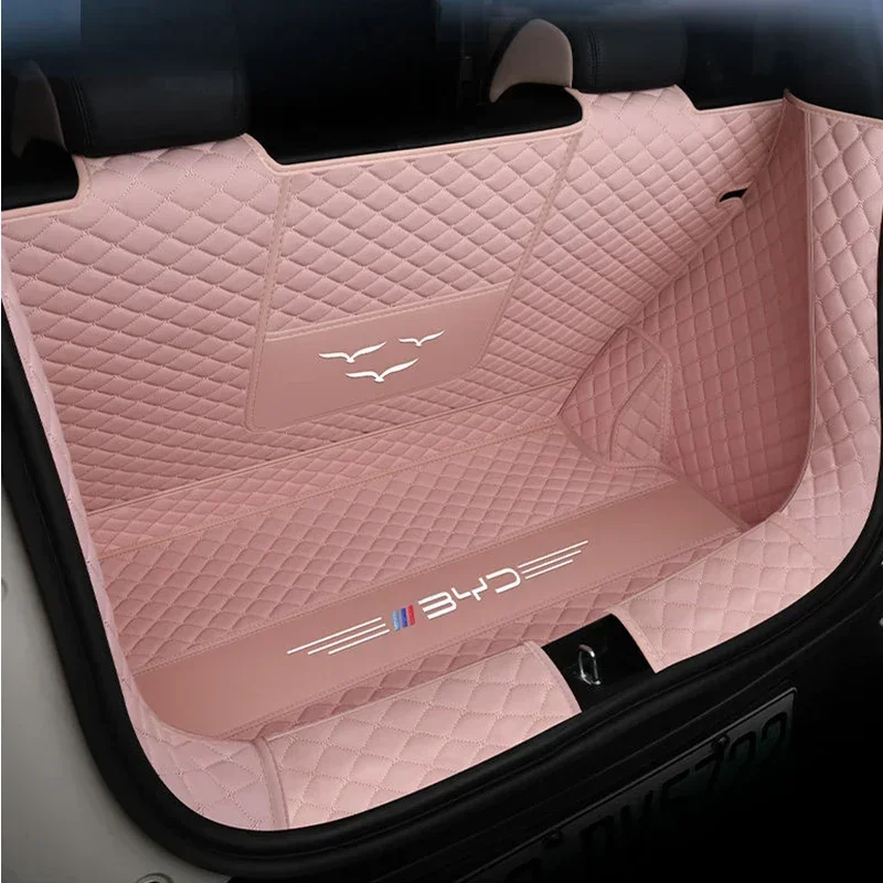 Full Coverage Leather Trunk Mat For BYD Dolphin Mini Seagull 2023-Present Boot Liner Tray Waterproof Mud Protector Cargo Carpet