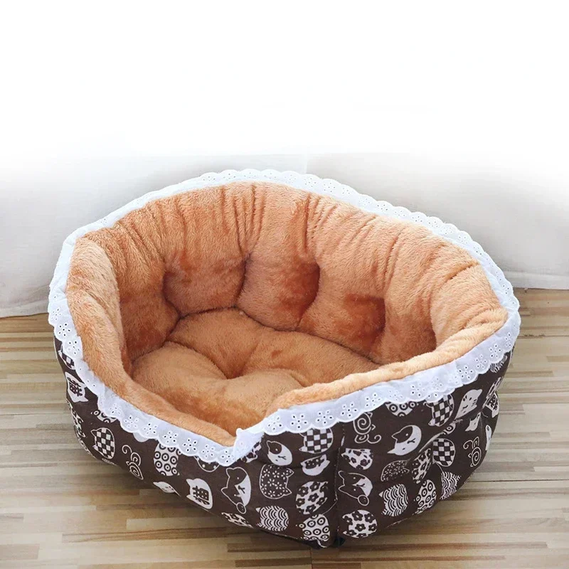 Pet Dog Cat Sofa House Beds Mats Kennel Wind Warm Enlarge Pet Bed Lace Supplies Pet Products