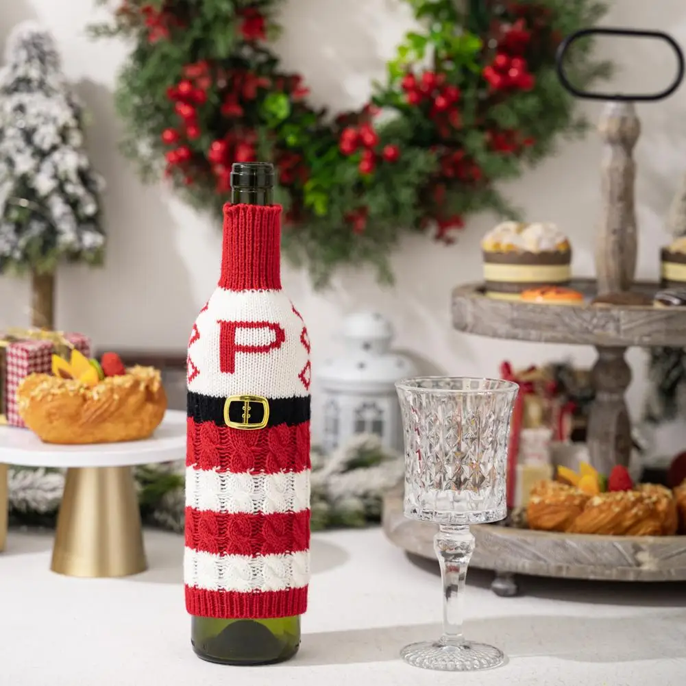 Halloween Wine Bottle Cover Festive Knitted Wine Bottle Covers for Christmas Parties Weddings Home Decor Reusable for Festive