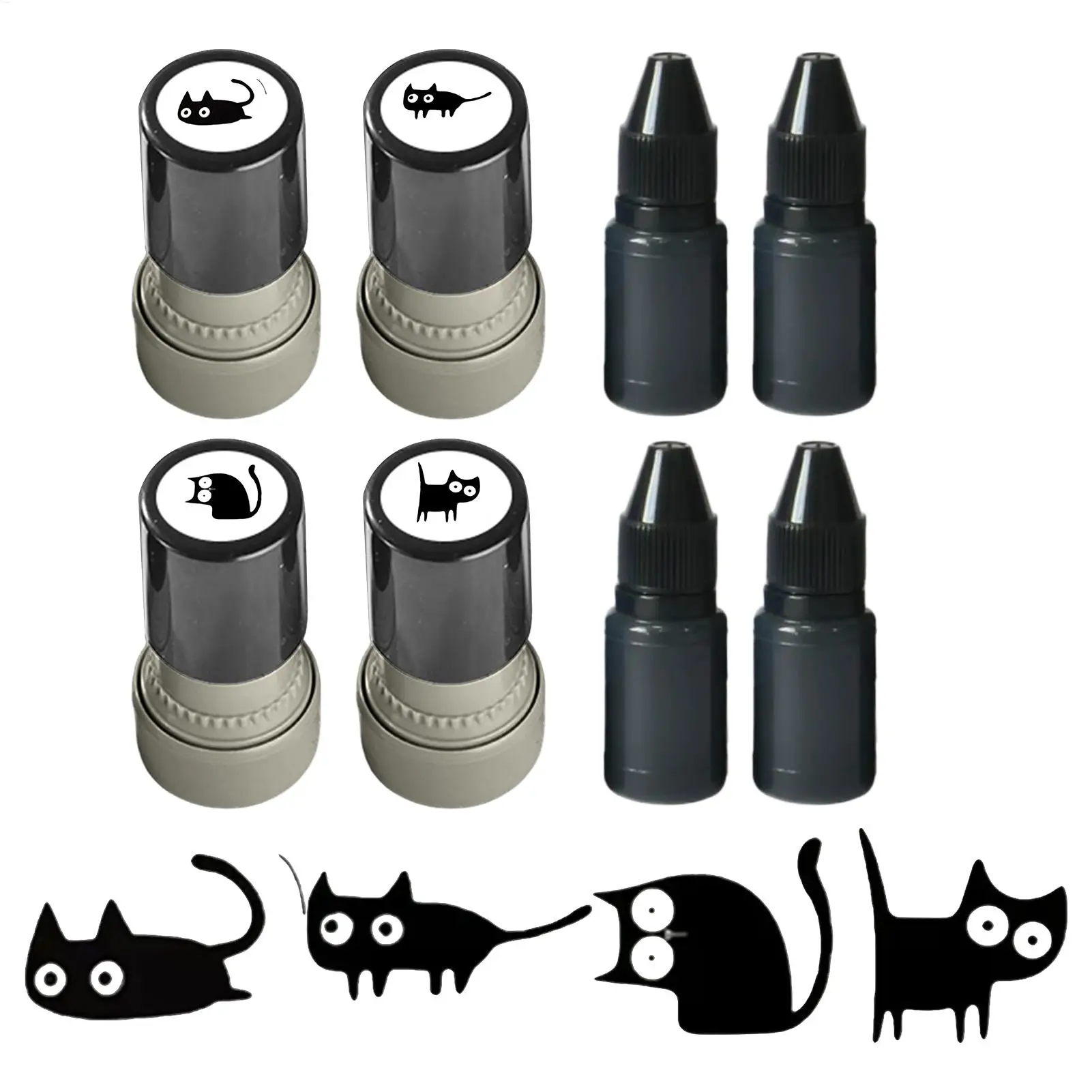 Cat Stamps Self Inking DIY Stamping Supplies Kitten Stamp Set for Scrapbooking Card Making Planner Diary Notebook School