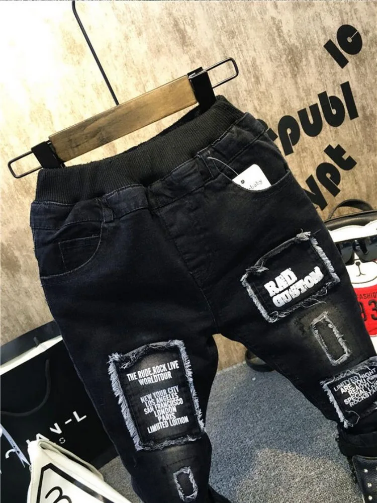 Children Pants Winter Boys Thickened Jeans Spring Baby Boys Casual Trousers Fashion Children Clothing Jeans Boys Kids Pants