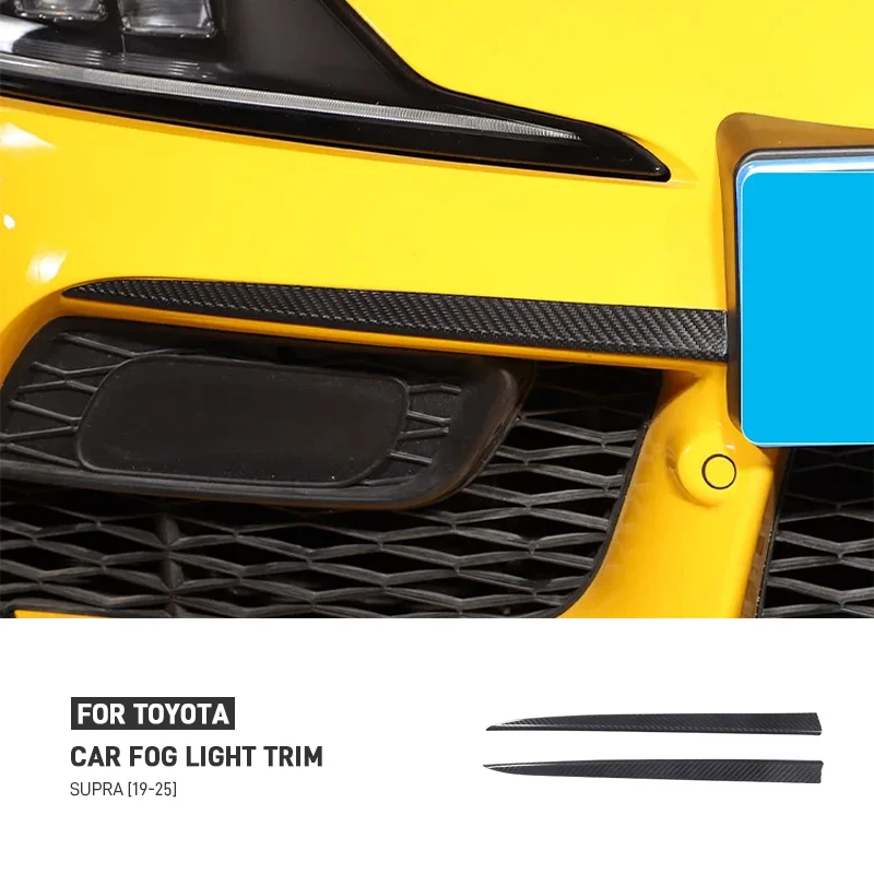 

For Toyota GR Supra A90 A91 2019-2025 Real Carbon Fiber Car Front Fog Light Eyebrow Trim Decorative Strip Sticker Accessories