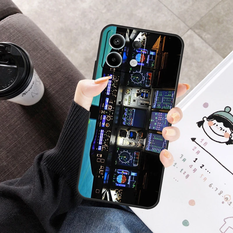 Aviation Helicopter Cockpit Instrument Cover For Xiaomi Redmi Note 14 Pro 9 10 11 12 13 Pro 12S Case For Redmi 14C 12C 10C 13C