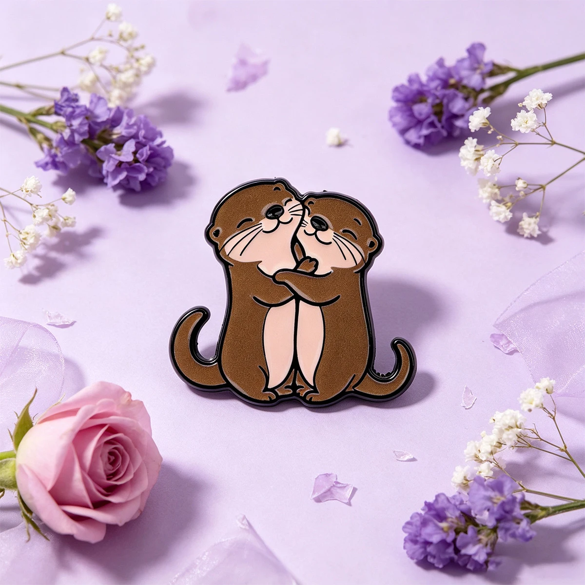 9 Stück Kawaii Otter Umarmung Emaille-Pin, Niedliche Paar-Seeovertier Anstecknadel für Rucksack, Kleidung, Dekoration, Valentinstagsgeschenk – Detail 6