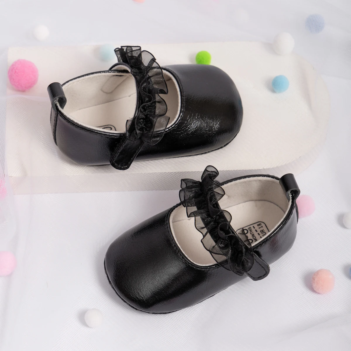 KIDSUN-zapatos de encaje antideslizantes para bebé, calzado plano de algodón para primeros pasos, para fiesta de princesa, para recién nacido