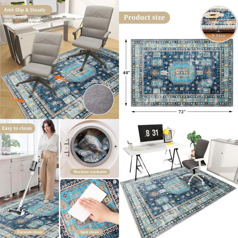 

Коврик для офисного стула из твердой древесины, 72x48 — Easy Glide, защитный коврик для стола для стульев на колесиках, нескользящая подложка, моющийся (современный)