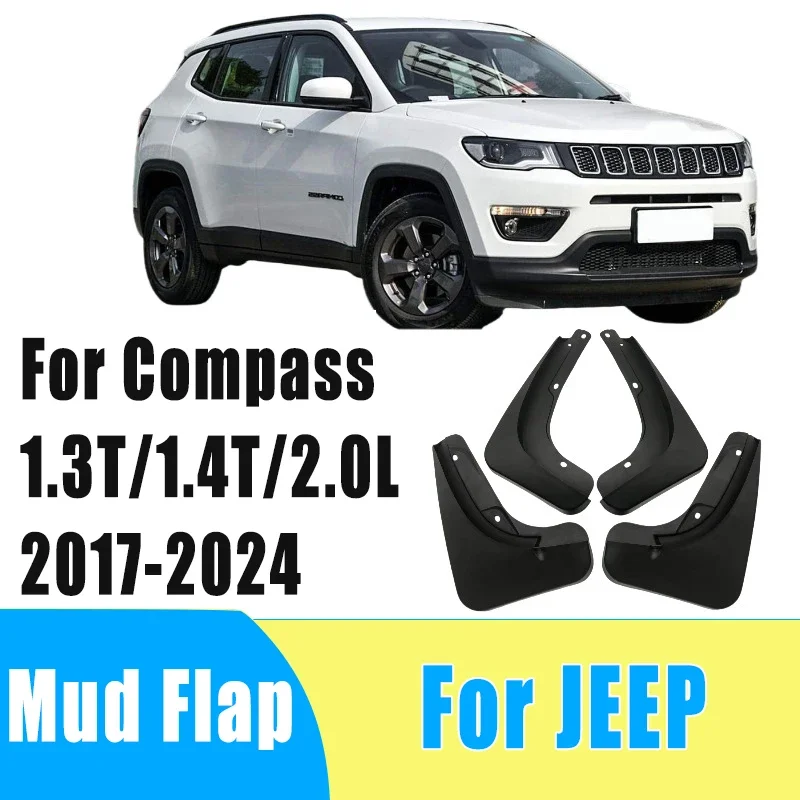 

4pcs Auto Mudguard Waterproof Prevent Mud Splashing Car Mud Flap Fender Trim Accessory For JEEP Compass 1.3T/1.4T/2.0L 2017-2024