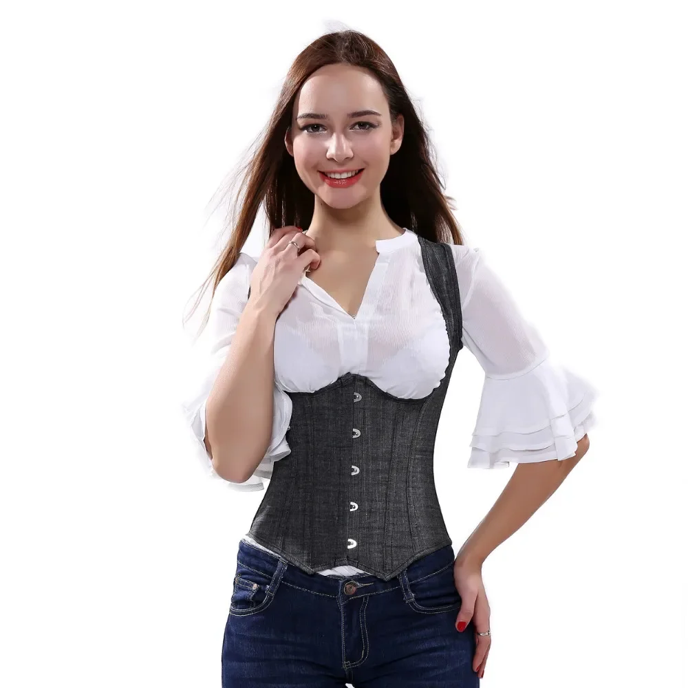 Corsets and Bustiers Corset Corselet Denim Jean Corsage Slimming Underbust Top Bustier Vest Sexy Plus Size