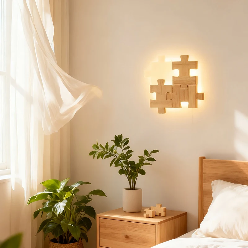 Wall Lamp Creative Building Block Bedroom Bedside Lamp 2026 New Living Room Background Wall Lamp Foyer Corridor Lighting Fixture