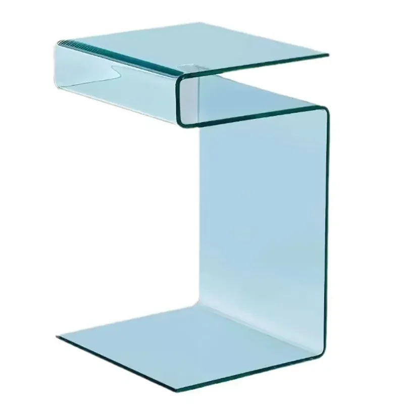 2-Tier Bent S Shaped Clear Home Furniture Acrylic Side Table for Living Room