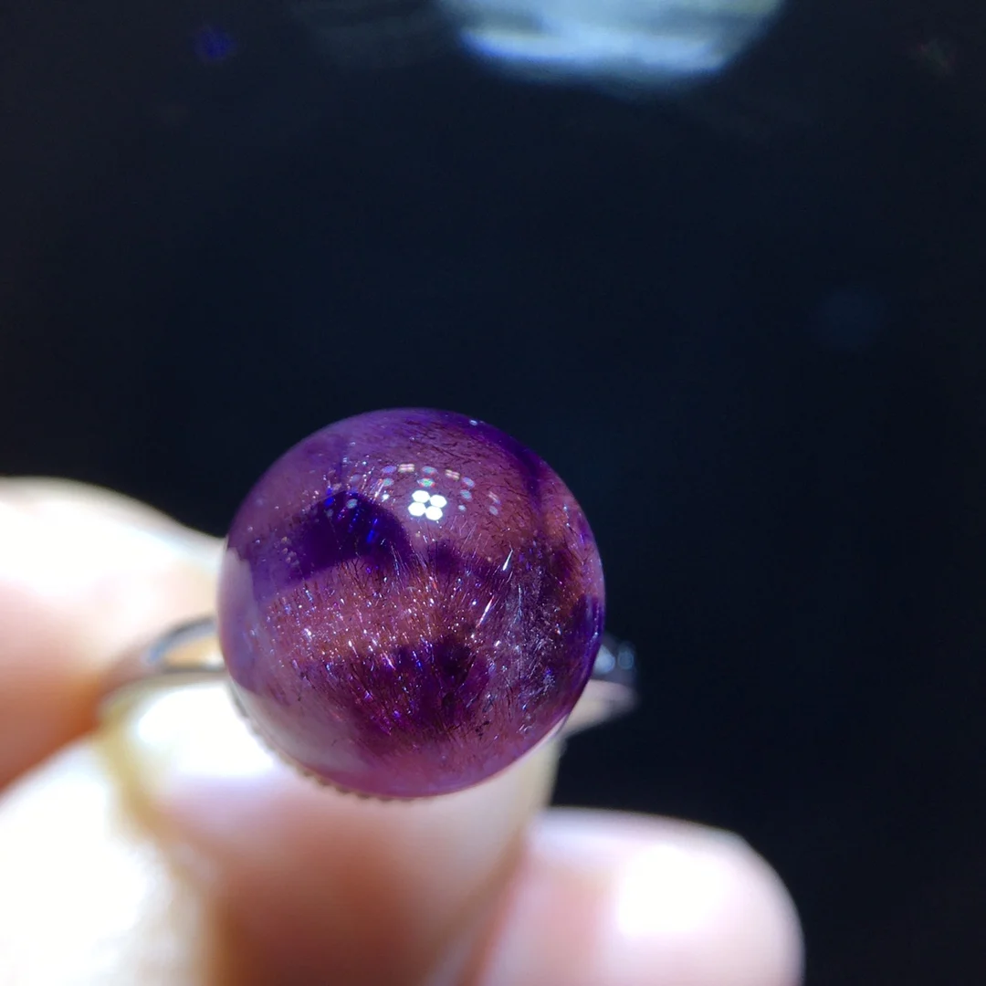 

Натуральное Super Seven 7, красный лепидокроцитовый кварц, регулируемое кольцо, 11,5 мм, шарик, красный рутилированный, женские и мужские ювелирные изделия AAAAAA