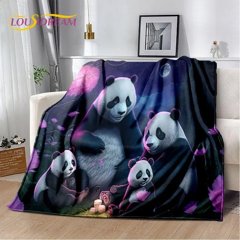Cute Panda Cartoon Throw Blanket Soft Cozy Blanket for Home Bedroom Sofa Picnic Travel Office Rest Cover Kid Friendly