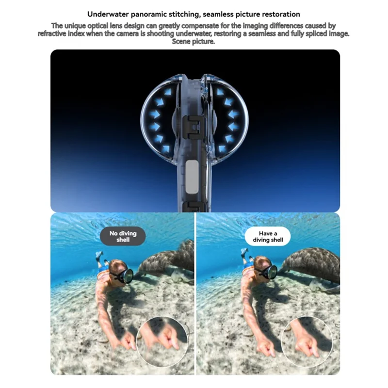 ABKI-Caixa de mergulho para Insta360 X5, escudo protetor de câmera subaquática invisível de 60M, capa à prova d'água