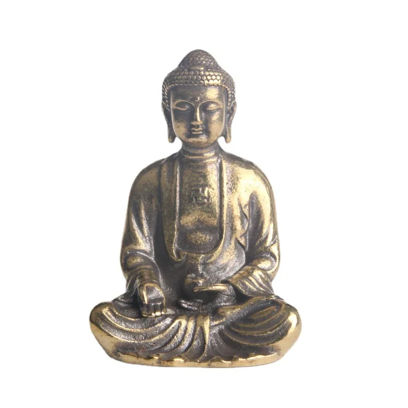 

Brass Amitabha Buddha Statue Tabletop Decoration Zen Sitting Buddha Desk Statue Handicrafts Figurine Statues Home Decor