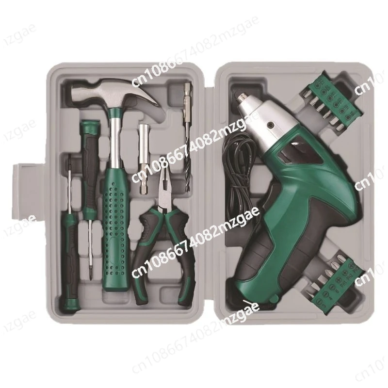 

Набор ручных электрических отверток. Маленькая бытовая аккумуляторная ручная дрель. Многофункциональный набор литиевых батарей. Электроинструменты.