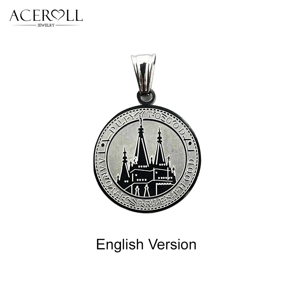 ACEROLL Stainless Steel Pendant of Salt Lake Temple Medal for Young Virtuous Woman, LDS Church Medal, Aaronic priesthood reward